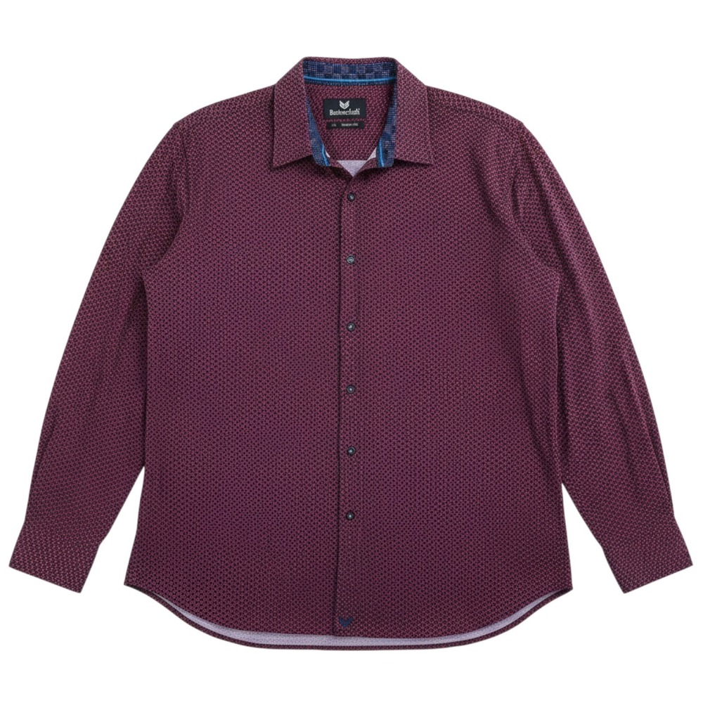 Buttercloth Shirt Mens 2X Red Blue Arrow Regular Fit Button Up Flip Cuff Knit LS